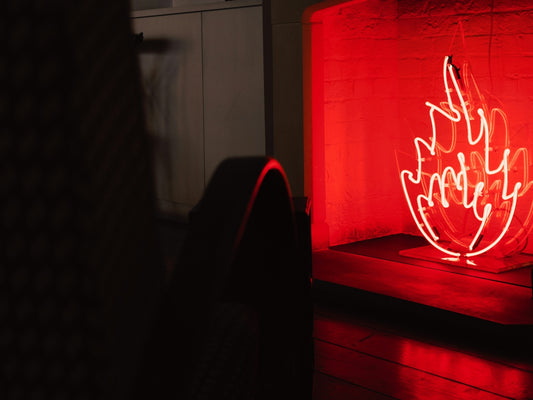 red and white love neon light signage