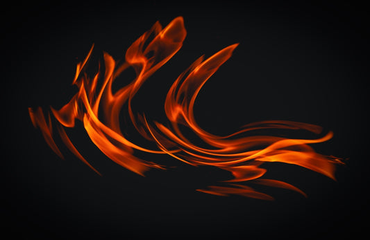 A black background with red and orange flames