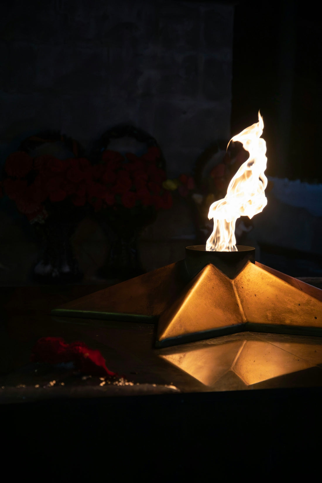 Eternal flame burning brightly in the darkness.